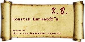 Kosztik Barnabás névjegykártya