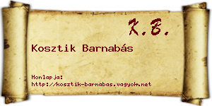 Kosztik Barnabás névjegykártya